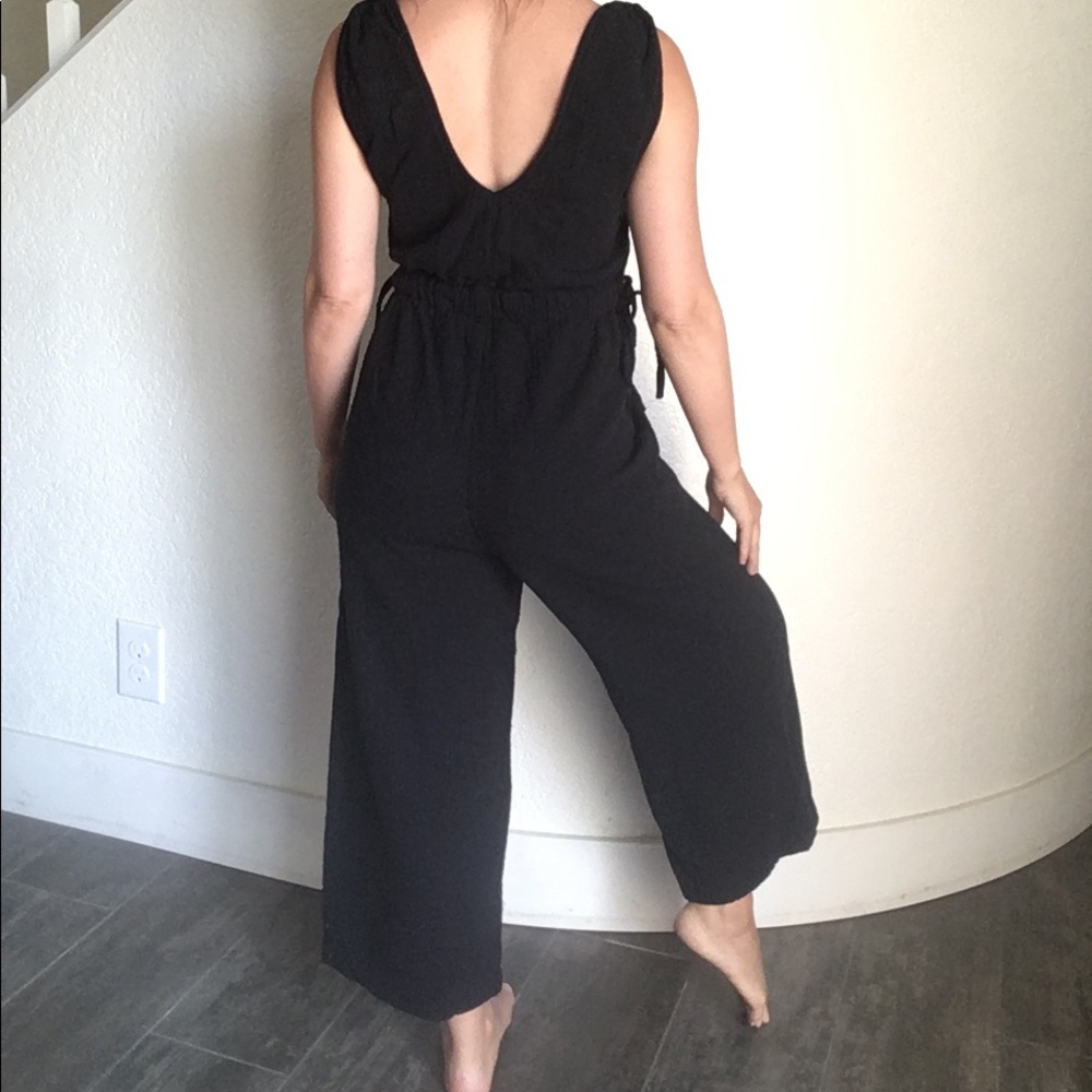 $108 Madewell black cotton Muslin jumpsuit XXS XS plunge neckline beach - Picture 7 of 10
